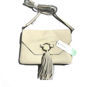 Street Level Purse Shoulder Crossbody Bag Tassel Purse Cream Leather NWT